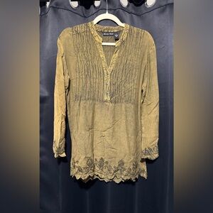 Studio West Olive Green Embroidered Tunic
